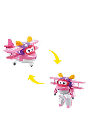 Harika Kanatlar Dönüşen Ellie 12 cm | Orijinal Super Wings Transforming Figür | Uçaktan Robota Dönüşen Oyuncak