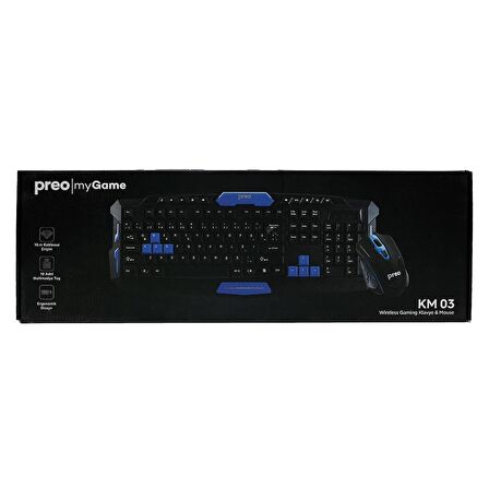 Preo KM033 Gaming Kablosuz Oyuncu Klavye Mouse Set