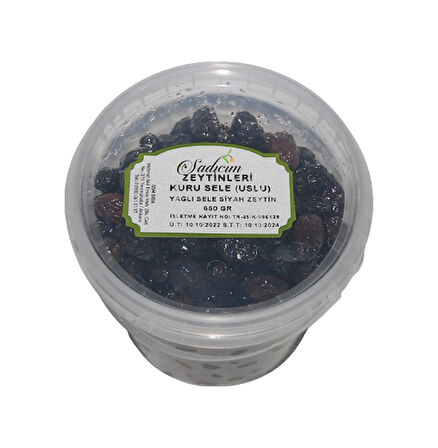 Sadıcım Kuru Sele (TUZSUZ) Siyah Zeytin USLU 650 GR
