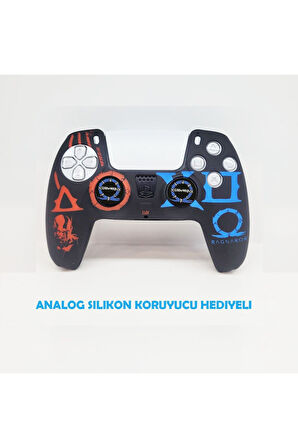PS5 Dualsense God Of War Ragnarok  Koruyucu Silikon Kılıf + Analog silikon Koruyucu