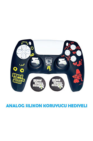 PS5 Dualsense Grand Theft Auto 5  Koruyucu Silikon Kılıf + Analog silikon Koruyucu