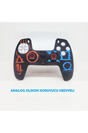 PS5 Dualsense God Of War Ragnarok  Koruyucu Silikon Kılıf + Analog silikon Koruyucu