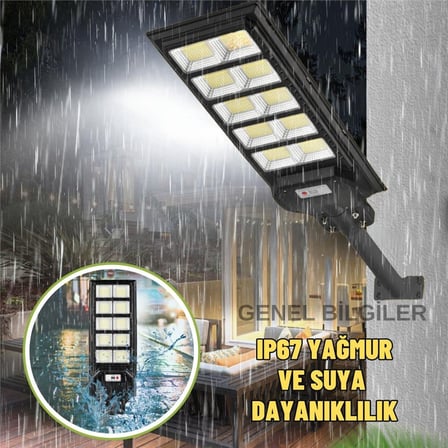 GIMENG 300W Solar Güneş Enerjili Bahçe ve Sokak Lambası - 240 LED Hareket Sensörlü IP67 Su Geçirmez