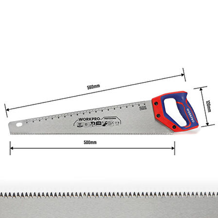 WORKPRO WP215007 500mm SK5 7 TPI Ağır Hizmet Tipi El Testeresi 