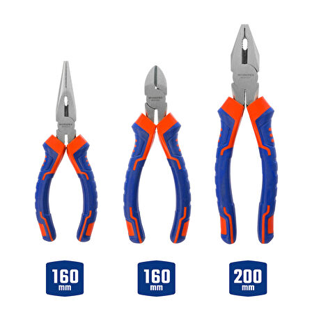 WORKPRO WP201007 200MM/160MM Profesyonel 3’lü Pense Seti 