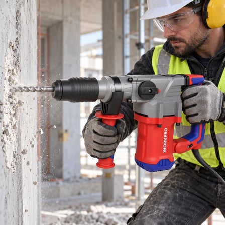 WORKPRO WP470405 1500Watt 10 Joule 42MM Profesyonel SDS-Max Kırıcı/Delici + 1Ad Delici/Kırıcı Uç