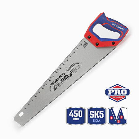 WORKPRO WP215010 450mm SK5 11 TPI Ağır Hizmet Tipi El Testeresi 