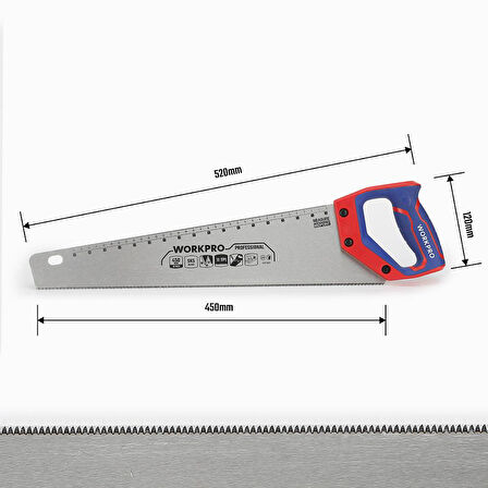 WORKPRO WP215010 450mm SK5 11 TPI Ağır Hizmet Tipi El Testeresi 