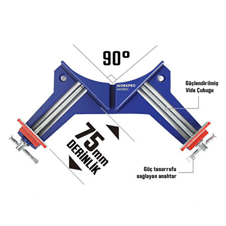 WORKPRO WP232043 75mm 90° Profesyonel Köşe İşkence 