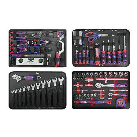 WORKPRO WP209089 145 Parça CR-V Profesyonel El Aleti Tamir Seti Tamir Bakım Çantası 