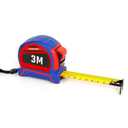 WORKPRO WP261040 3Mx16mm Naylon Kaplama Sarı Çift Taraflı Manyetik Çelik Şerit Metre 