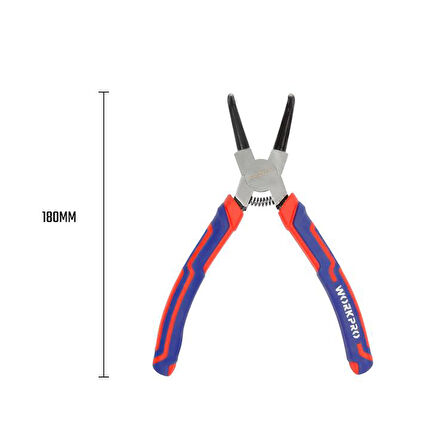 WORKPRO WP231153 180MM Cr-V Eğri Uçlu Yaylı Profesyonel Dış Segman Pensesi