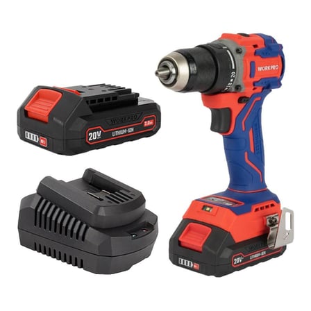 WORKPRO WP390022 20Volt 2.0Ah Li-ion 65Nm. Çift Akülü Kömürsüz Profesyonel Şarjlı Matkap 