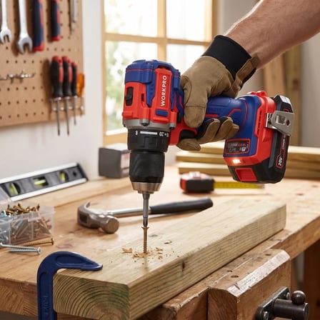 WORKPRO WP390022 20Volt 2.0Ah Li-ion 65Nm. Çift Akülü Kömürsüz Profesyonel Şarjlı Matkap 