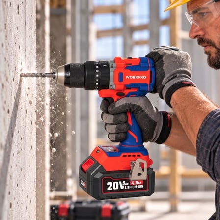 WORKPRO WP390020 20Volt 4.0Ah Li-ion 65Nm. Çift Akülü Kömürsüz Profesyonel Şarjlı Darbeli Matkap 
