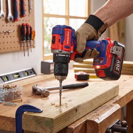WORKPRO WP390023 20Volt 4.0Ah Li-ion 65Nm. Çift Akülü Kömürsüz Profesyonel Şarjlı Matkap