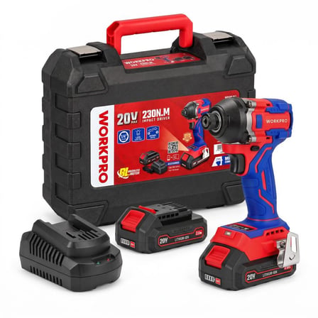 WORKPRO WP390107 20Volt 2.0Ah. Li-ion 230Nm Çift Akü Kömürsüz Profesyonel Şarjlı Darbeli Tornavida