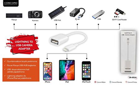 Lightning To USB Camera Adapter  JH-0514 Beyaz