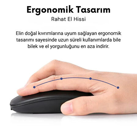 Coofbe Ergonomik Şarj Edilebilir Sessiz 2.4G Kablosuz Bluetooth Mouse Şarjlı Kablosuz Mouse