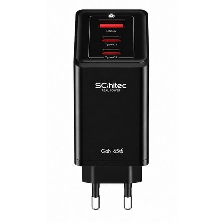 Schitec GaN 65W Ultra Hızlı Şarj Cihazı 3 Çıkışlı UsbA / 2 x Type-C Hızlı Şarj Aleti Başlığı Hi-H05