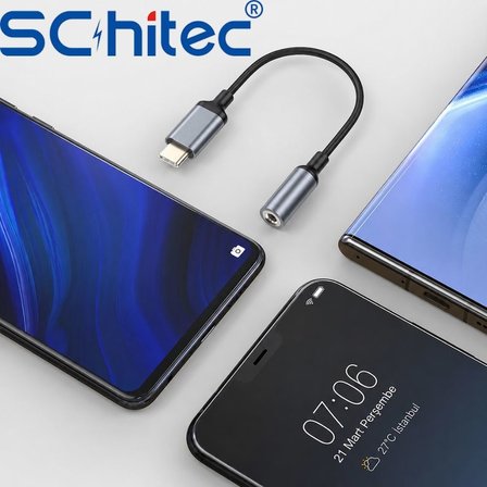 SChitec Type-C to 3.5mm Aux Dönüştürücü Adaptör HiFi Stereo Ses 10cm Siyah HG/AXT-02