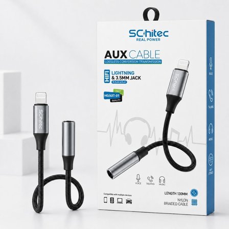 SChitec Lightning to 3.5mm AUX Dönüştürücü 10cm Siyah HG/AXT-01