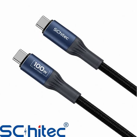 SChitec 100W Type-C to Type-C Süper Hızlı Data ve Şarj Kablosu Siyah 2 Metre HG/C-25100W2M