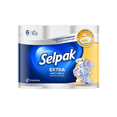 Selpak Extra 3 Katlı Kağıt Havlu 6 lı x 4 Adet (24 Rulo)