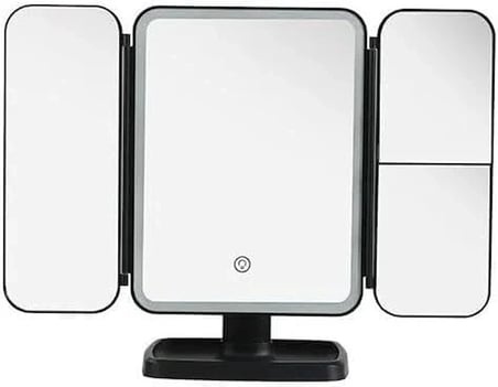 Siyah Renkli 2 Kapaklı,3 Farklı Dokunmatik Led Ayarlı USB Şarj ile Şarj Olabilen Makyaj Aynası (5468)