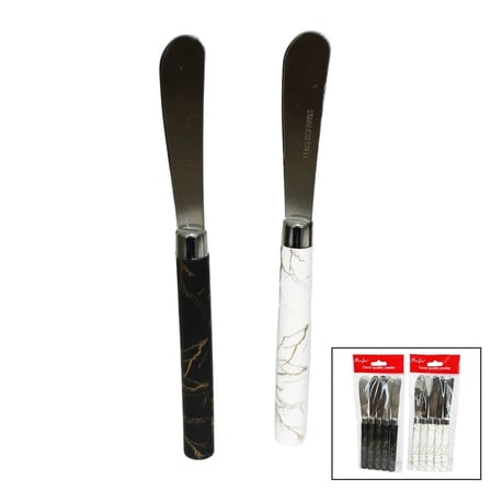 5 PARÇA  UZUN KAHVALTI BIÇAK - MERMER DESEN SAPLI 16.5 cm (5468)