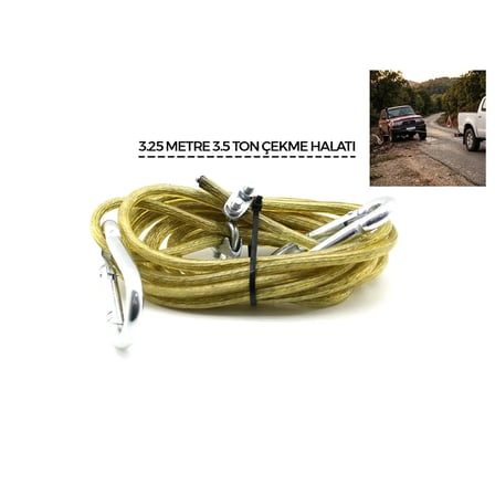 ÇELİK - PVC KAPLAMALI 3.5 TON 3.25MT OTO ÇEKME HALATI (5468)