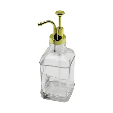 KARE CAM ŞİŞE - ŞEFFAF SIVI SABUNLUK 500ML POMPA - MUSLUK AYRIK MODEL BAŞLI (5468)