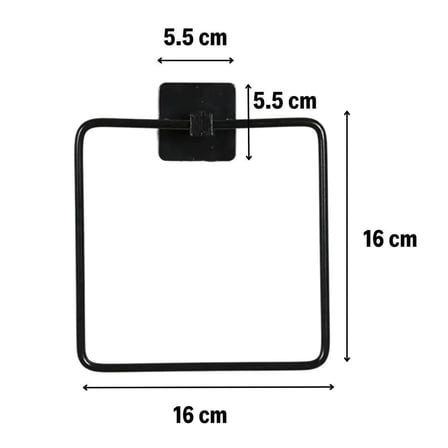 Kendiliğinden Yapışkanlı Siyah Paslanmaz Metal Kare Havluluk (5468)