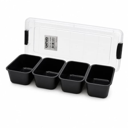 35X7CM ŞEFFAF KUTU - SİYAH BÖLME DİKDÖRTGEN BÖLMELİ SAKLAMA KAB (5468)