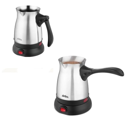 ÇELİK ELEKTRİKLİ CEZVE TÜRK KAHVE MAKİNESİ - 6FİNCAN=500ML 360 DERECE KABLOSUZ KULLANIM 600W SCM-2992 (5468)