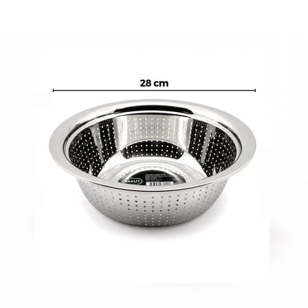 28CM KULPSUZ PASLANMAZ METAL SEPET SÜZGEÇ (5468)