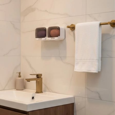 Duvara Monte İkili Kapaklı Plastik Katı Sabunluk Organizer – Banyo &amp;amp; Mutfak İçin Yapışkanlı Sabun Kutusu ve Düzenleyici (5468)