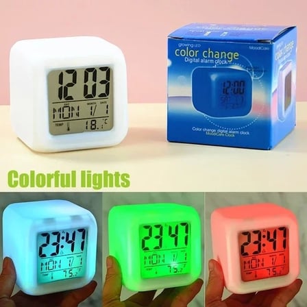 Led Dijital Renkli Masa Saati Alarm Termometre Tarih Masaüstü Saat (5468)