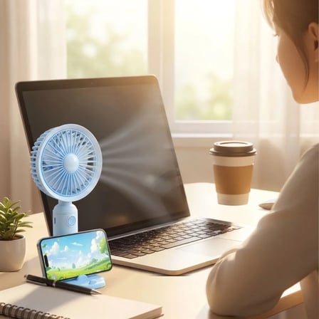 3 Kademeli Masaüstü Fan – Telefon Tutuculu Özellikli Standlı Elde Taşınabilir Mini Fan  EKL29 (5468)