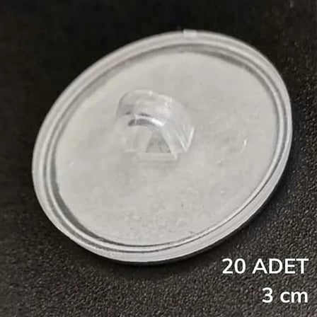 20 Adet Şeffaf Yuvarlak 3 Cm Çaplı Güçlü Disk Yapışkanlar (5468)