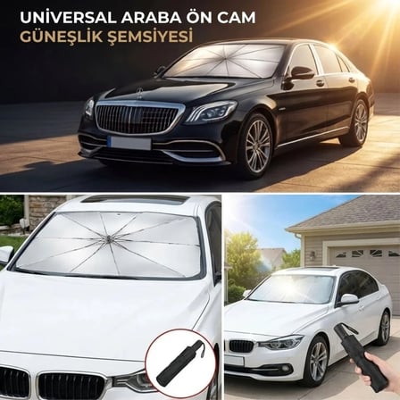 Premium Katlanabilir Araç Ön Cam Güneşliği – Şemsiye Tipi Oto Güneşlik, UV Korumalı Isı Yalıtımlı Ön Cam Gölgelik (5468)