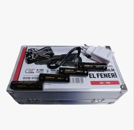 Profesyonel Zoomlu El Feneri | 60w – 7000 Lümen – 13.200 Mah – Type‑c – Metal Gövde (5468)