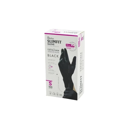 REFLEX SLİMFİT GLOVE KOD-033 S SİYAH PUDRASIZ MUAYENE ELDİVEN 100LÜ (5468)