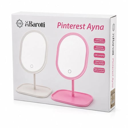 YUVARLAK- DÜZ KENAR 7 İNÇ LEDLİ - USB ŞARJLI MAKYAJ AYNASI 90°TAKILIKLI AYAKR.PLS 17.5CM (5468)