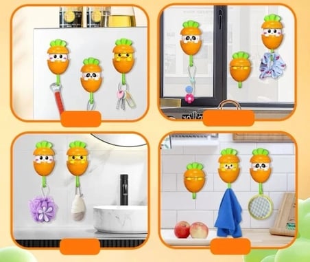 Havuç Tasarımlı Otomatik Açılan Yapışkanlı Askı (5468)