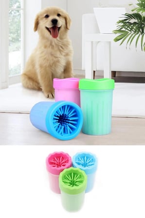 Silikon Jel Fırçalı Kedi Köpek Pati Ayak Yıkama Temizleme Kovası (Küçük) (5468)