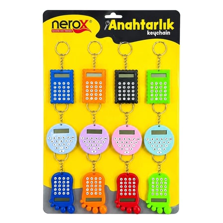 12 ADET HESAP MAK. ANAHTARLIK RENKLİ PLASTİK NRX-4089 (5468)