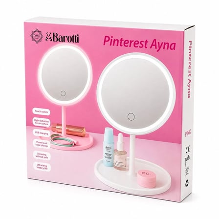 YUVARLAK  3 KADEME DOKUNMATİK LED MAKYAJ AYNASI BEYAZ-SARI-GÜNIŞIĞI (5468)