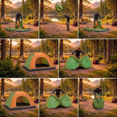 4 Kişilik Yarı Otomatik Kamp Çadırı – Suya Dayanıklı, Hızlı Kurulumlu Outdoor Aile Çadırı, Doğa, Kamp ve Piknik 200x200x135 cm (5468)