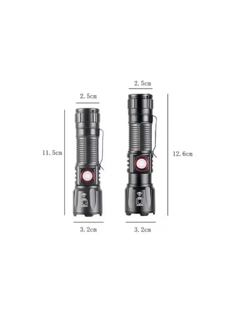 WS-2828 Ultra USB Şarjlı Polis El Feneri, Bekçi, Asker El Feneri Kırmızı Mavi Çakarlı 1000 Lümen (5468)